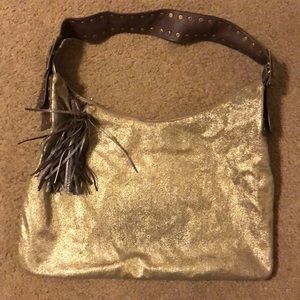 Glittery brown purse.